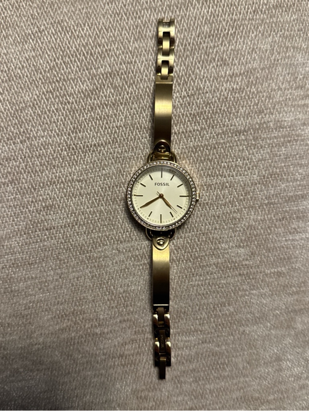 Fossil Gold-Tone Slim Crystal Bezel Ladies Watch